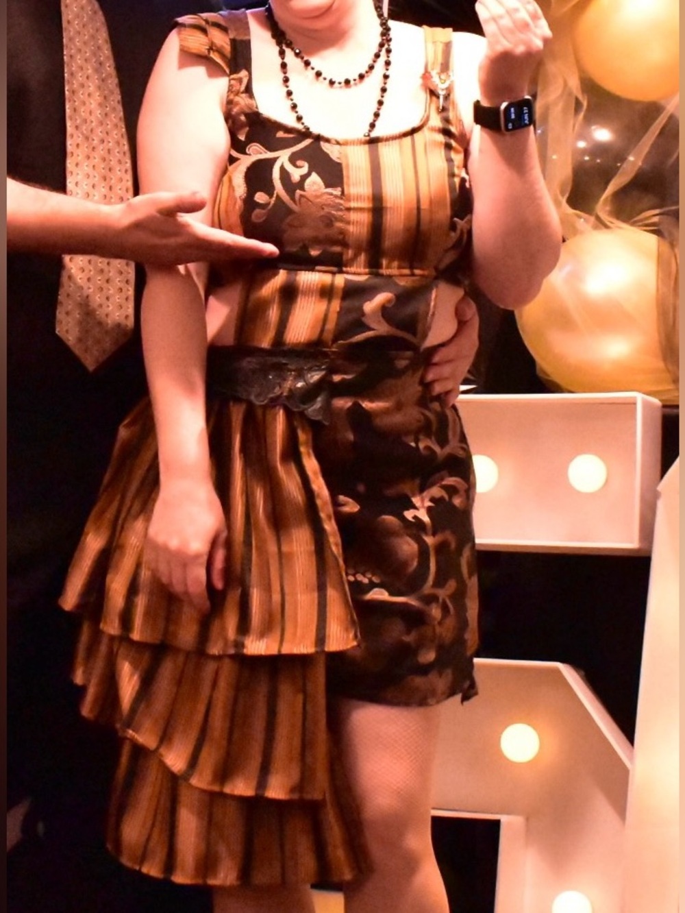 Handmade Printed Black and Brown Striped Floral Women’s dress